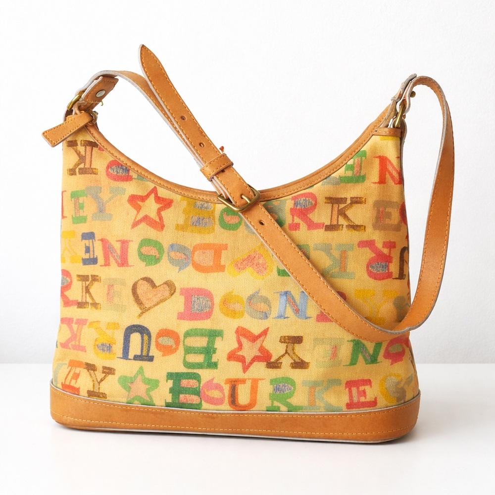 Dooney & Bourke Colorful Canvas Shoulder Bag with Tan Accents